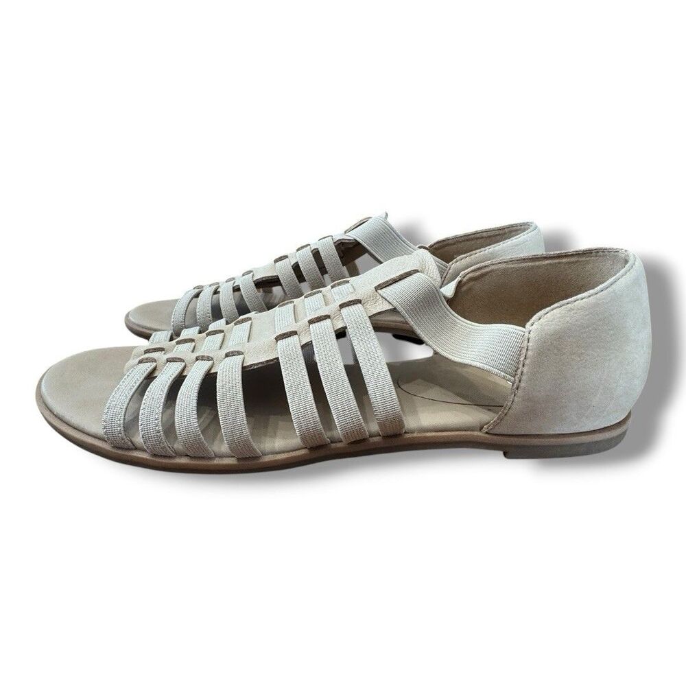 Eileen Fisher Rato Tan Leather Flats Gladiator Sandals Slip On Women’s Size 7 - Picture 2 of 11